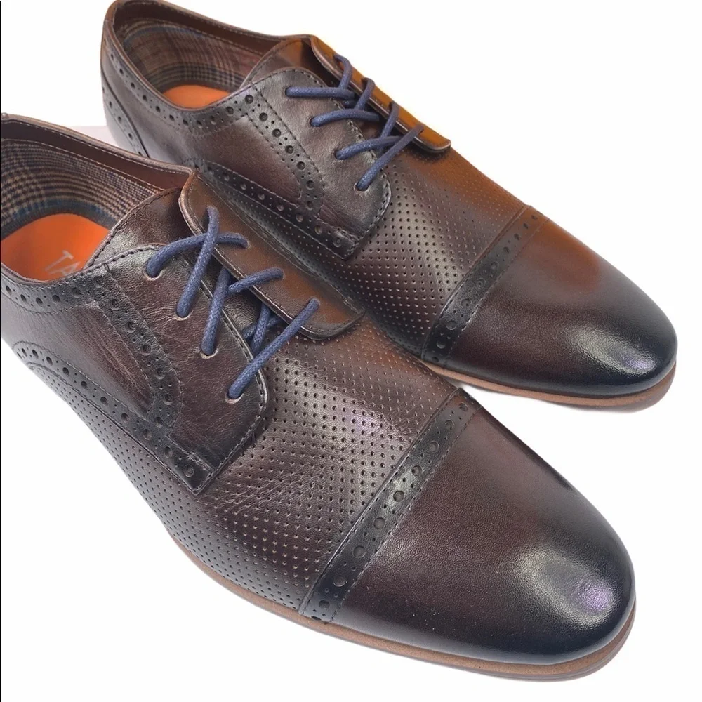 Tallia Vito Cap Toe Lace-Up Brown Oxford Shoes